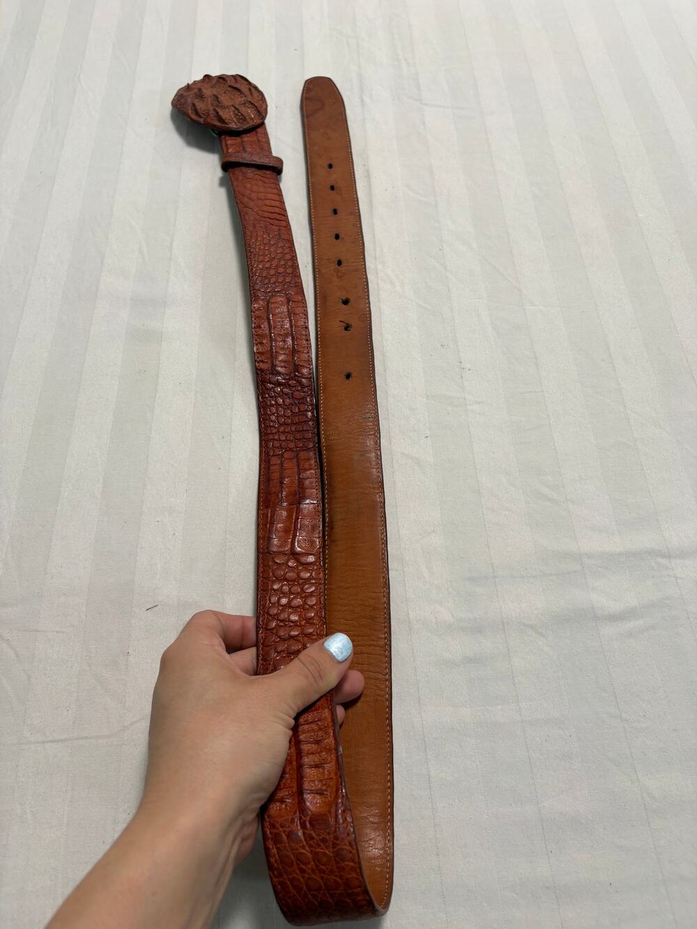Vintage FOX Genuine Crocodile Leather Belt Brown Size 40 Exotic Western